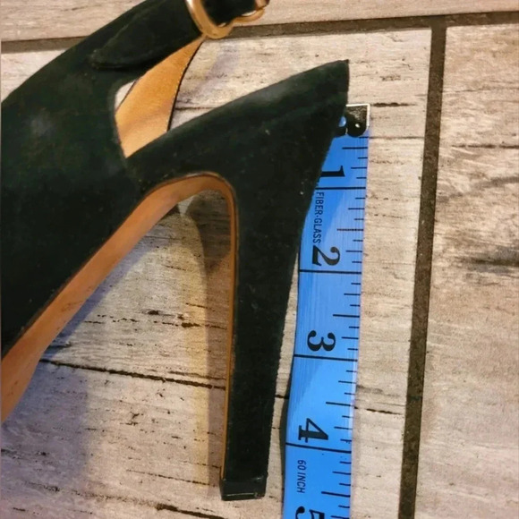 OSCAR DE LA RENTA Black patent leather suede slingback peep-toe heels shoes 6.5 - Picture 12 of 16